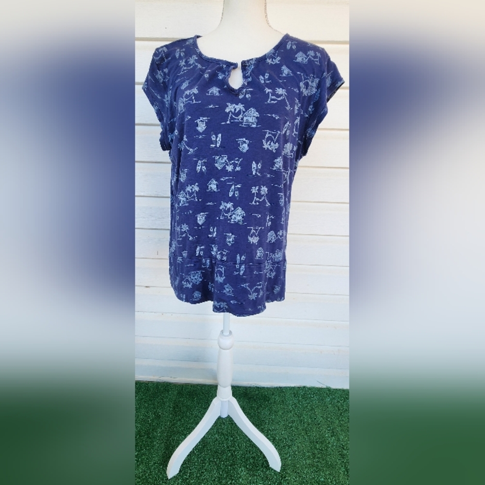 Fresh Produce Navy Blue Graphic Palm Tree CottonTop!